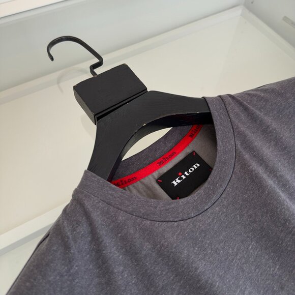 Kiton Dark Grey Crew Neck Short Sleeve T-Shirt - Picture 6 of 8